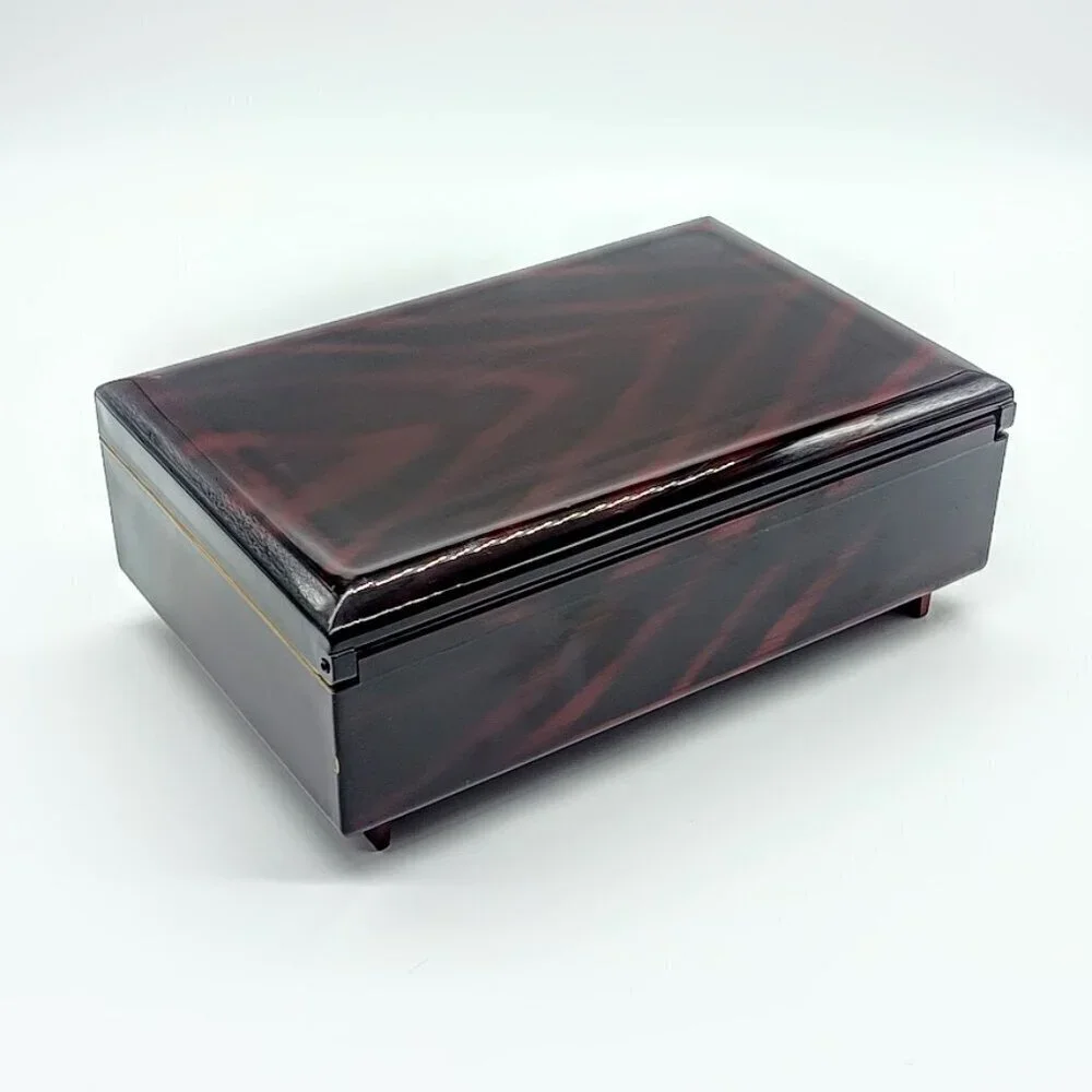 Vintage Otagiri Japan Tortoise Shell Lacquer Jewelry Music Box